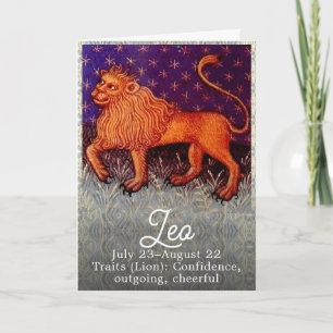 Leo Lejon Zodiac Sign Horoscope Födelsedagsfest Kort
