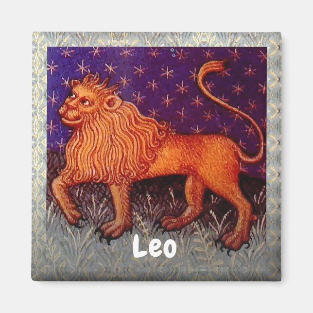 Leo Lejon Zodiac Sign Horoscope Födelsedagsfest Magnet (Framsidan)