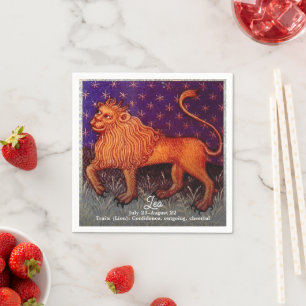 Leo Lejon Zodiac Sign Horoscope Födelsedagsfest Pappersservett