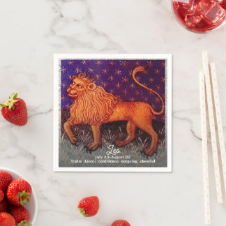 Leo Lejon Zodiac Sign Horoscope Födelsedagsfest Pappersservett