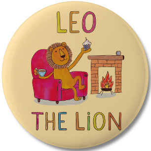 Leo, Lejon zodiac söt lejon Knapp