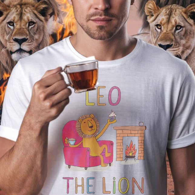 Leo, Lejon zodiac söt lejon T Shirt (Skapare uppladdad)