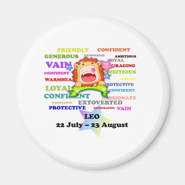 Leo, Lejona, Zodiac-Anpassningsbar Astrology-gåvor Magnet (Framsidan)