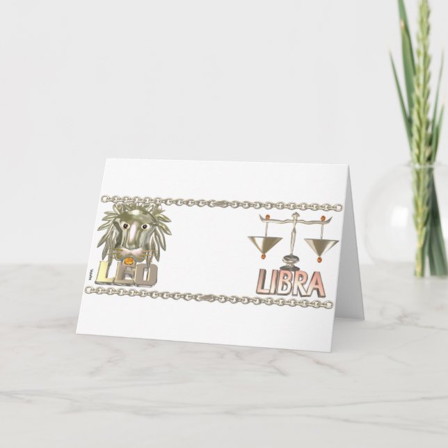 Leo Libra zodiac vänskap gifts fram av Valxart.com Kort (Framsida)