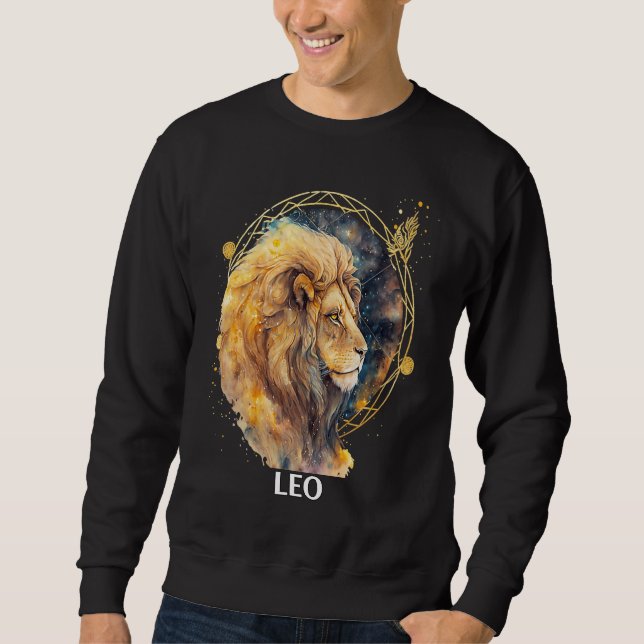 Leo Lion Astrological Fire Zodiac Sign Sun Ruled Lång Ärmad Tröja (Framsida)