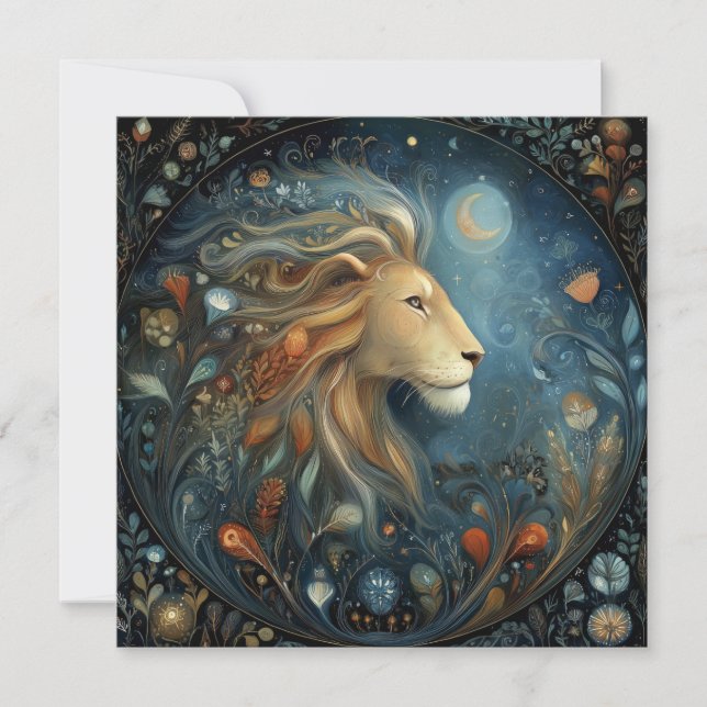 Leo Lion Zodiac Astrology Celestial Birthday Kort (Framsida)