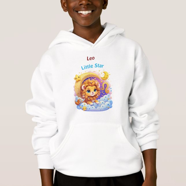 Leo Little Star Zodiac Kids Hoodie Pullover T Shirt (Framsida)