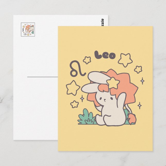Leo Loppi Tokki Zodiak-serien Konst Vykort (Fram/baksida)