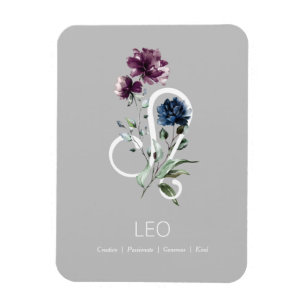 Leo Modern Blommigt Zodiac-symbol Magnet