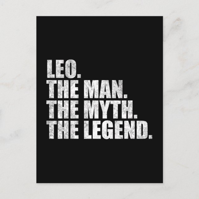 Leo namn, Leo Människan Myten Legenden Vykort (Framsida)