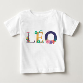 LÉO Namnkonst med broderade blommor T Shirt