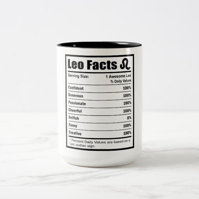 Leo Nutrition Facts Två-Tonad Mugg (Center)