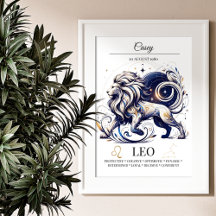 Leo Personlig Elegant Zodiac Watercolor