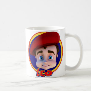Leo porträtt med logotypmuggen kaffemugg