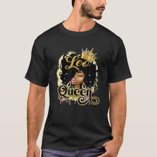 Leo Queen Afro Girl Zodiac Signs Birthday Gift T Shirt