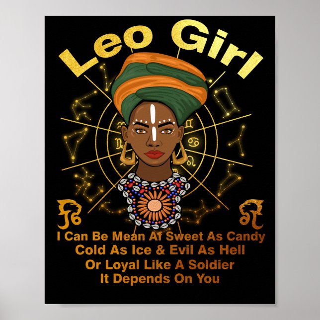 Leo Queen Sweet as Candy Birthday for Black Women Poster (Framsidan)