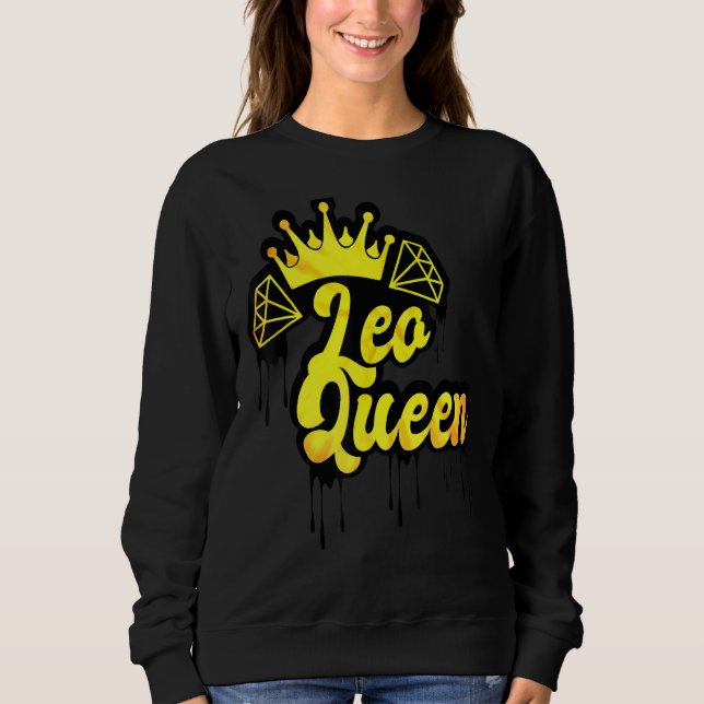 Leo Queen Zodiac Sign Dripping Krona Horoscope Ast T Shirt (Framsida)