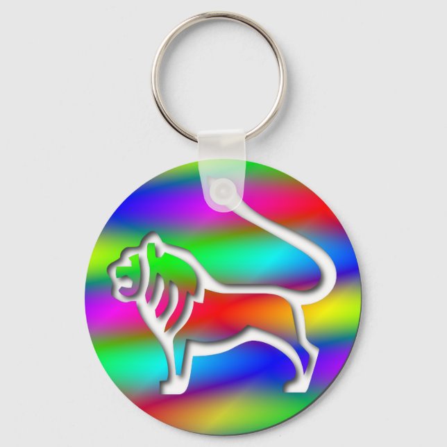 Leo Rainbow Färg Lejon Zodiac Stjärntecken Nyckelring (Framsida)