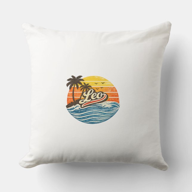Leo Retro Sunset Name Design Kudde (Framsida)
