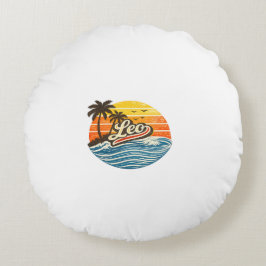 Leo Retro Sunset Name Design Rund Kudde
