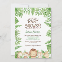 Leo Safari Baby Shower Jungle Theme-inbjudan