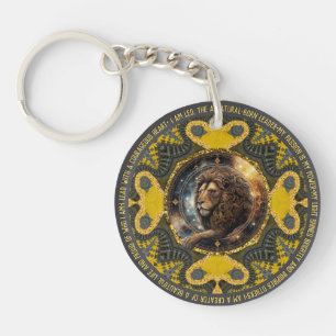 Leo Sign Affirmations Guld Gult Fractal Mandala