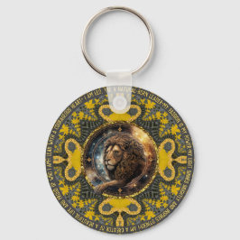 Leo Sign Affirmations Guld Gult Fractal Mandala Nyckelring