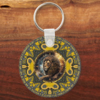 Leo Sign Affirmations Guld Gult Fractal Mandala