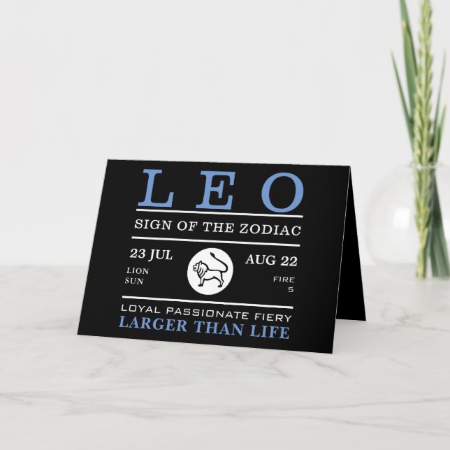 Leo Sign of the Zodiac, Astrological Kort (Framsida)