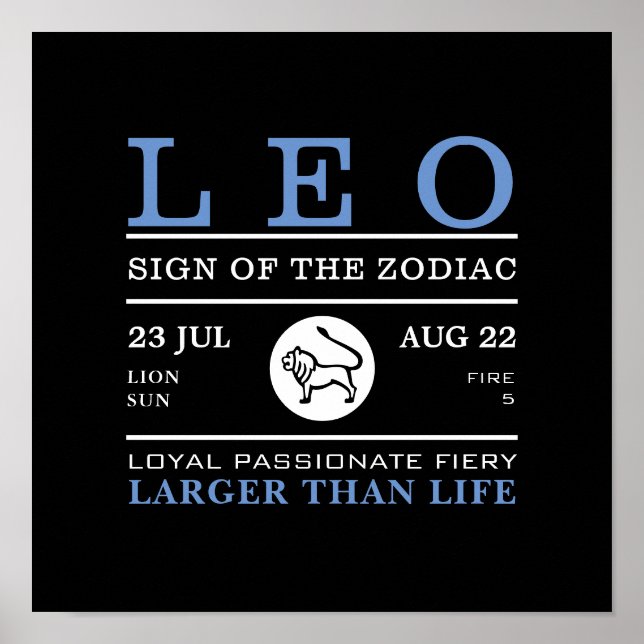 Leo Sign of the Zodiac, Astrological Poster (Framsidan)