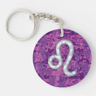 Leo Sign on Rosa Fuchsia Digital Camouflage
