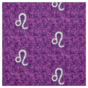 Leo Sign på Girly Rosa Fuchsia Digital Camo Tyg