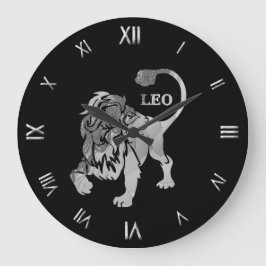 Leo Silver Zodiac Symbol Wall Clock Stor Klocka