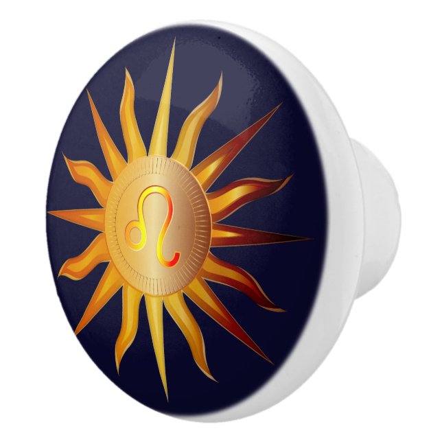 Leo Sol Eldtecken Födelsemånad Röd & Guld Knopp (Höger)