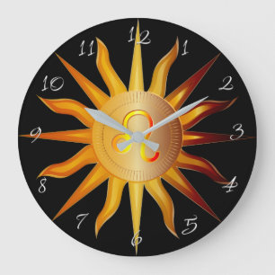 Leo Sol Fire Sign Birth Month Black & Guld Stor Klocka