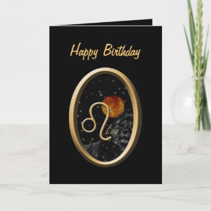 Leo Sol Lejon Zodiac Birthday Greeting Card Kort