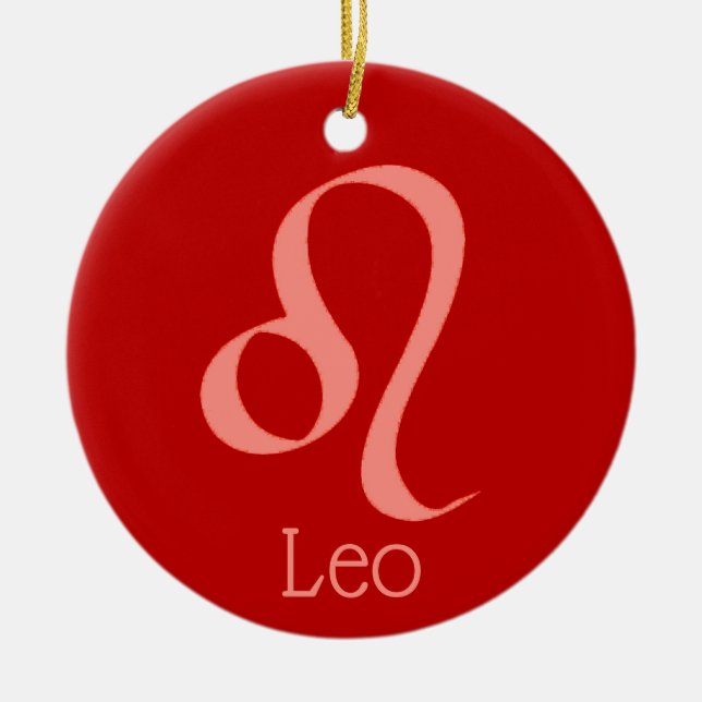 Leo Sol Sign Zodiac Symbol Julgransprydnad Keramik (Framsidan)