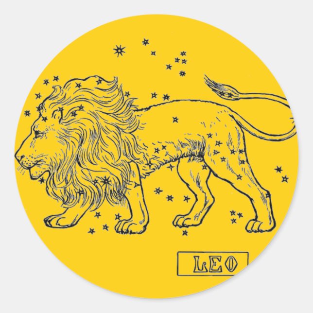 Leo Sticker Runt Klistermärke (Framsida)