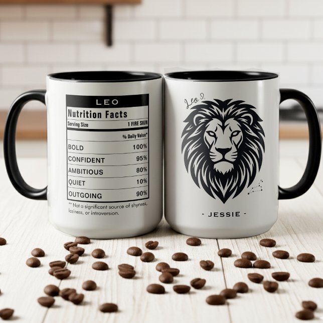Leo Stjärntecken Astrologi Näringsfakta Mugg (Leo Zodiac Sign Astrology Nutrition Facts Mug
)