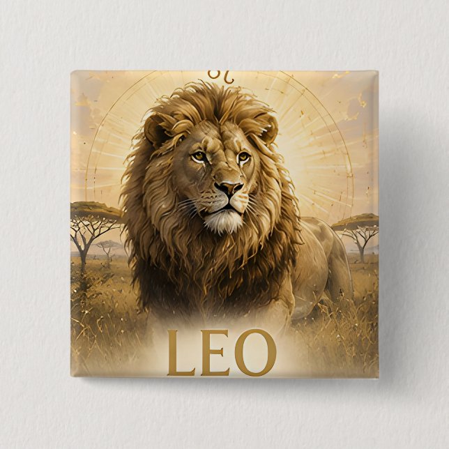 Leo Stjärntecken Födelsedags Astrologi Present Knapp (Framsida)