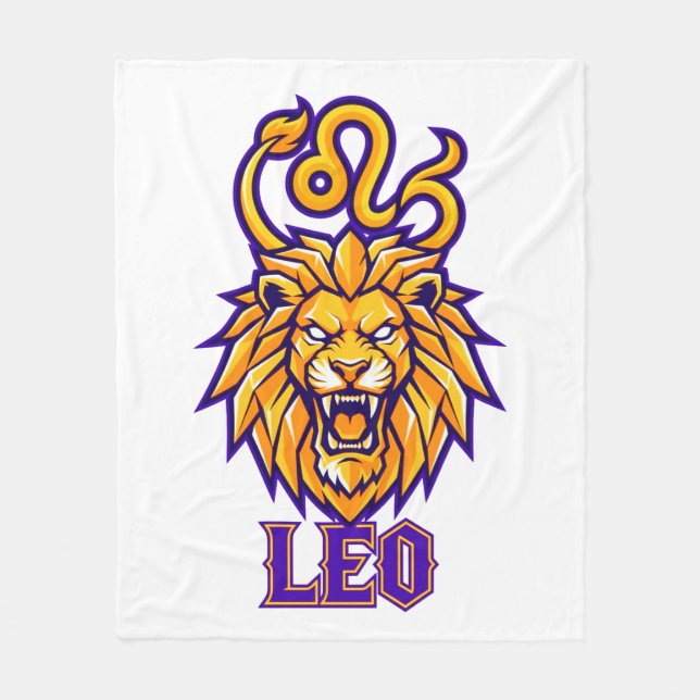 Leo Stjärntecken Guld Mascot Grafik Fleecefilt (Framsidan)