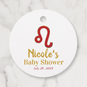 LEO Stjärntecken Juli August Astrologi Baby Shower Gåvor Etiketter