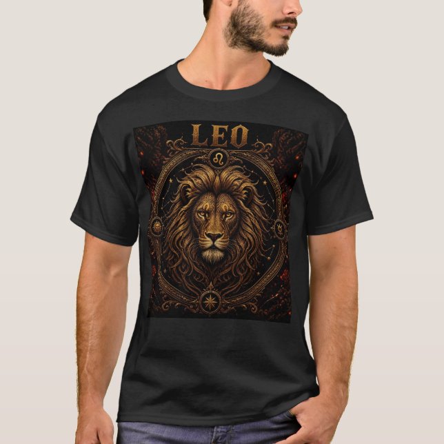 Leo Stjärntecken Lejon Astrologi T Shirt (Framsida)