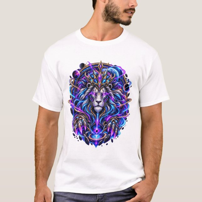 Leo Stjärntecken Lejon Celestial Astrologi T-Shirt (Framsida)