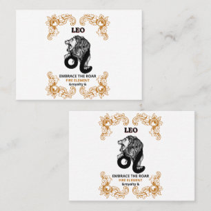 Leo Stjärntecken Royalty Omfamna Råheten Eld Ele Visitkort