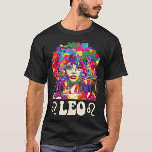 Leo Svart Tjej Afroamerikansk Kvinna Konst Födelse T Shirt