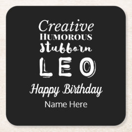 Leo the Lejon Zodiac Roligt Properties Birthday Underlägg Papper Kvadrat
