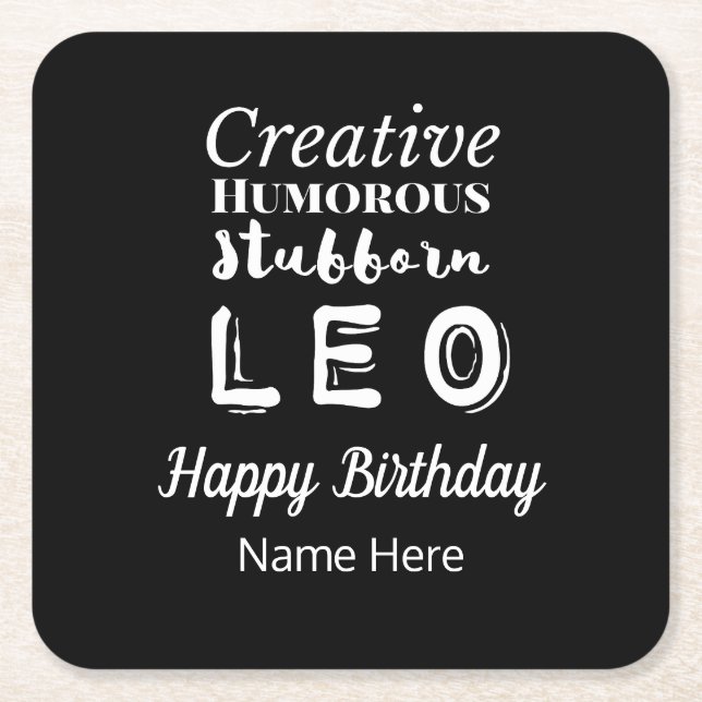 Leo the Lejon Zodiac Roligt Properties Birthday Underlägg Papper Kvadrat (Framsidan)