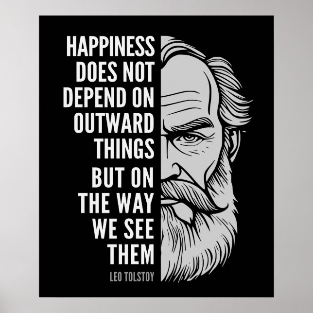 Leo Tolstoy Inspirational Quote: Lycka Poster (Framsidan)