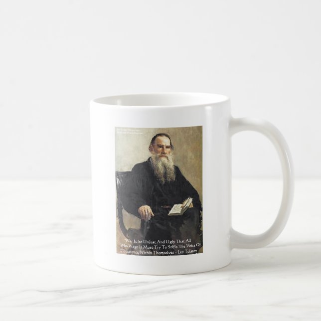 Leo Tolstoy "Krig är orättvist" Visdomspresenter Kaffemugg (Höger)
